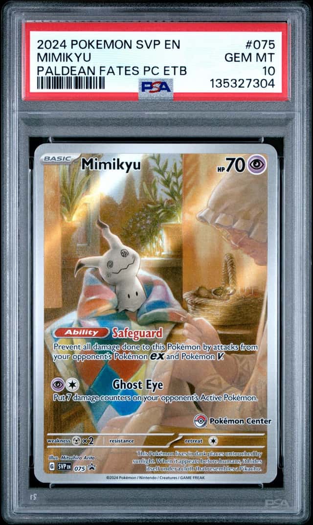 2024 POKEMON PALDEAN FATES POKEMON CENTER ELITE TRAINER BOX MIMIKYU PSA 10