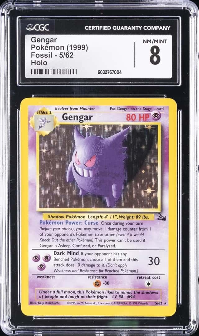1999 POKEMON FOSSIL HOLO #5 GENGAR CGC 8