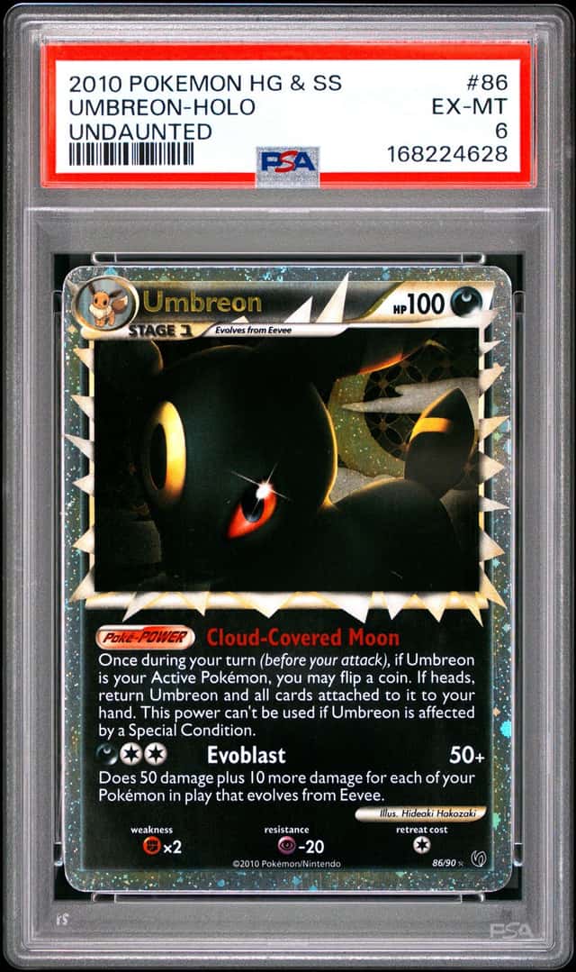 2010 POKEMON HEARTGOLD & SOULSILVER UNDAUNTED #86 UMBREON-HOLO PSA 6