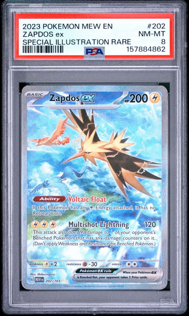 Pokemon Zapdos ex PSA 8 2023 SV 151 202/165 SIR Full Art Holo EN