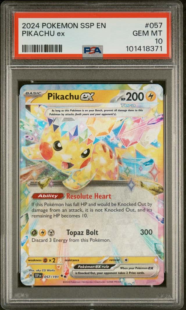 2024 POKEMON SSP EN-SURGING SPARKS #057 PIKACHU EX PSA 10
