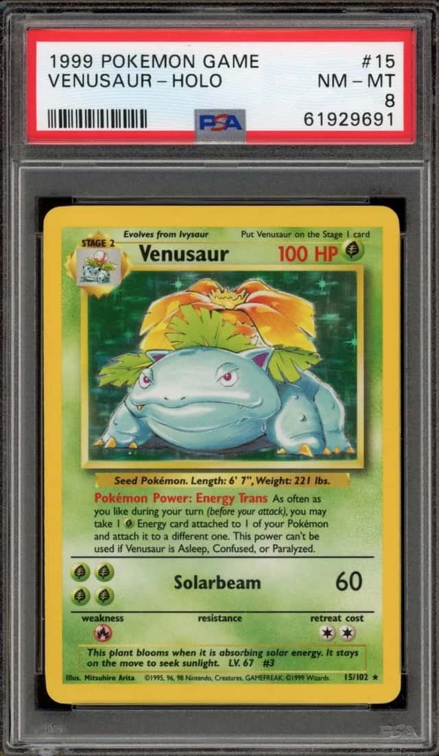 Pokemon Venusaur Holo Base Set Unlimited 15/102 PSA 8