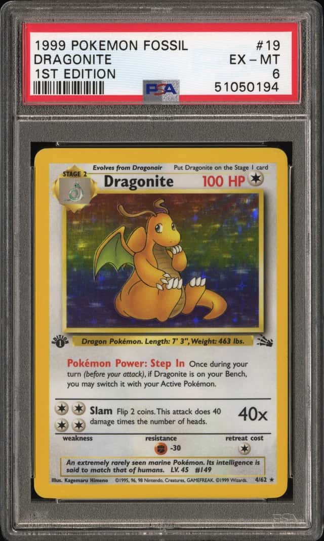 Dragonite 4/62 1st Edition Holo Rare Fossil *MISLABEL* Pokemon PSA 6 *194