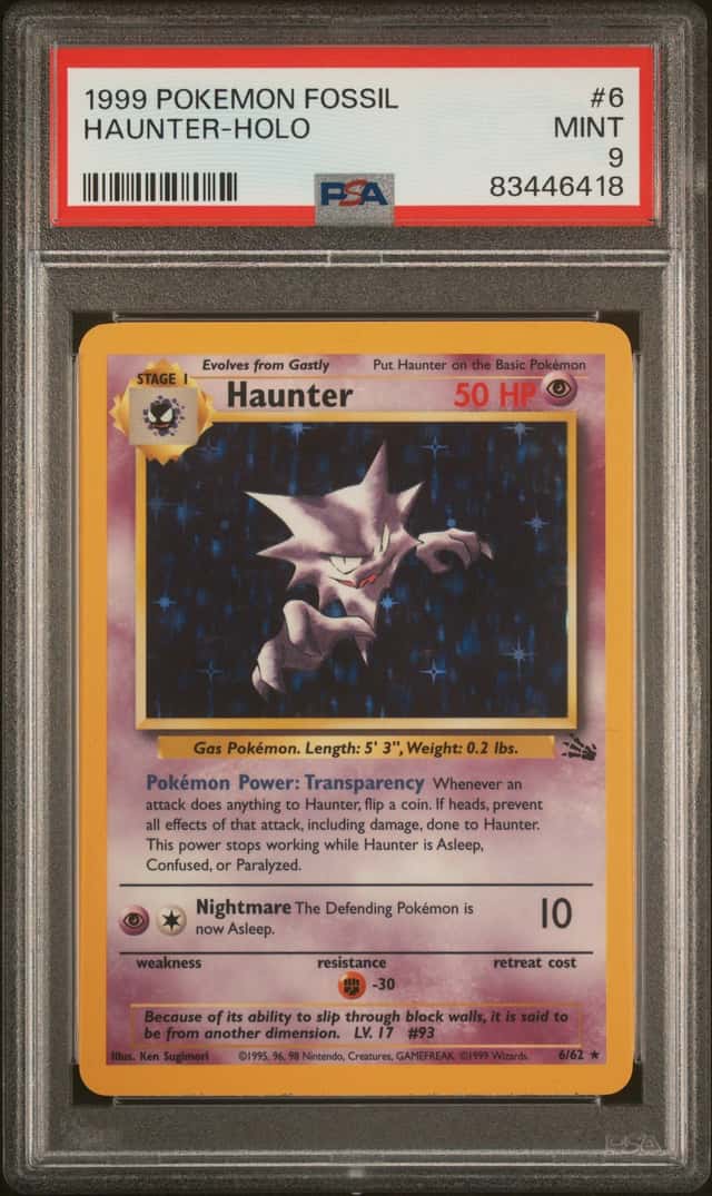 Pokemon Haunter Holo Fossil Unlimited 6/62 PSA 9 Mint
