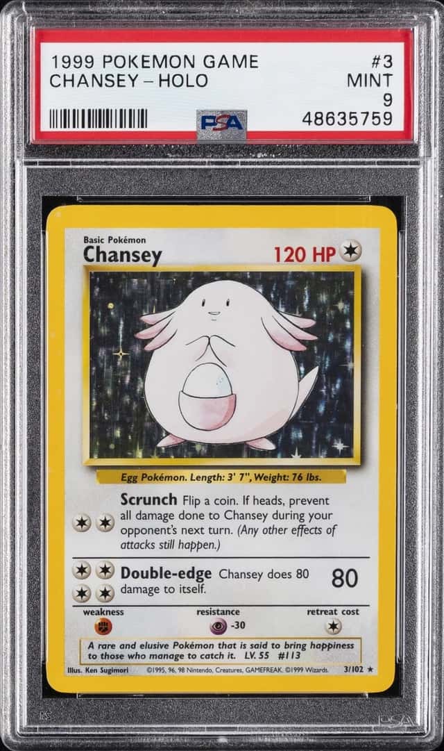 Pokemon Chansey Holo Base Set Unlimited 3/102 PSA 9 Mint