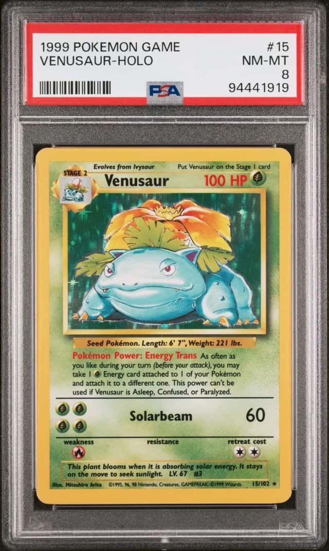 Pokemon Venusaur Holo Base Set Unlimited 15/102 PSA 8