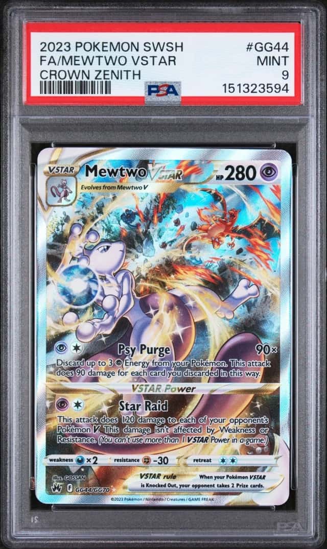 Pokemon Mewtwo Vstar Sword Shield Crown Zenith Galarian Gallery GG44/GG70 PSA 9