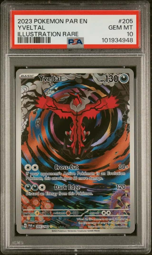 Pokémon TCG 2023 Paradox Rift Yveltal 205/182 Illustration Rare Holo PSA 10 EN