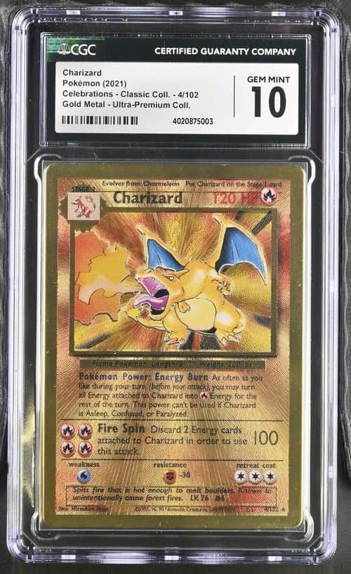 2021 Pokemon Celebrations Classic Coll. Gold Metal UPC #4 Charizard CGC 10