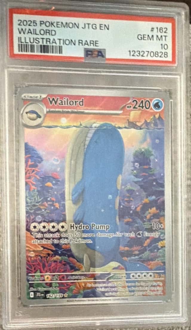 Pokemon TCG 2025 Wailord 162/159 Journey Together Holo PSA 10