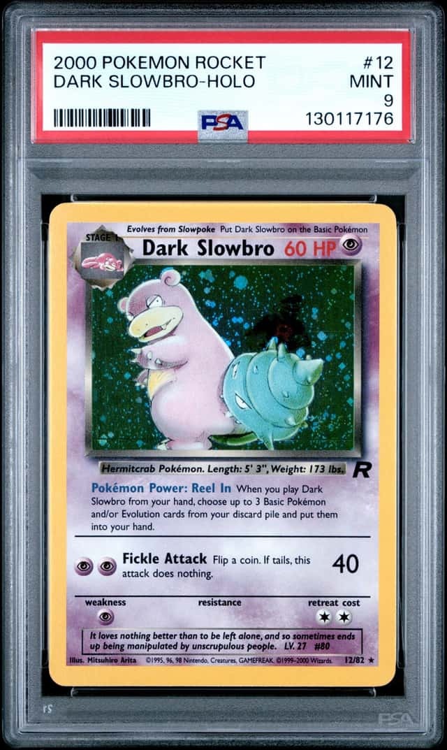 Pokemon 2000 Dark Slowbro 12/82 Holo Team Rocket PSA 9