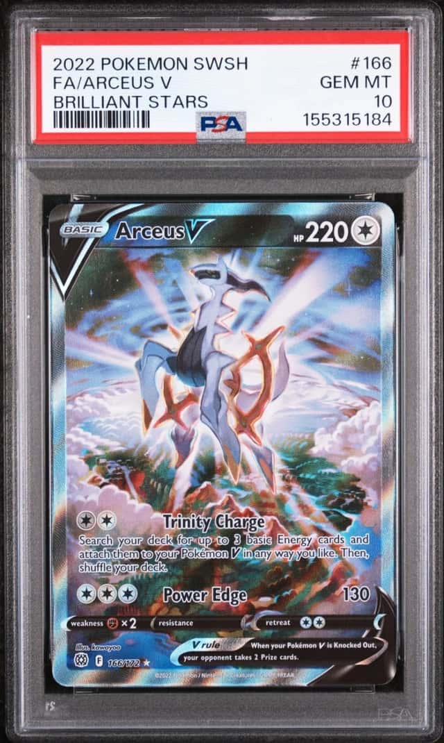 2022 POKEMON SWORD & SHIELD BRILLIANT STARS #166 FULL ART/ARCEUS V PSA 10