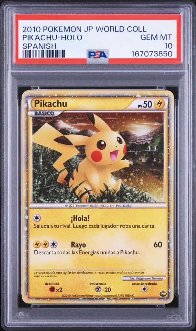 2010 POKEMON JAPANESE WORLD COLLECTION SPANISH PIKACHU-HOLO PSA 10