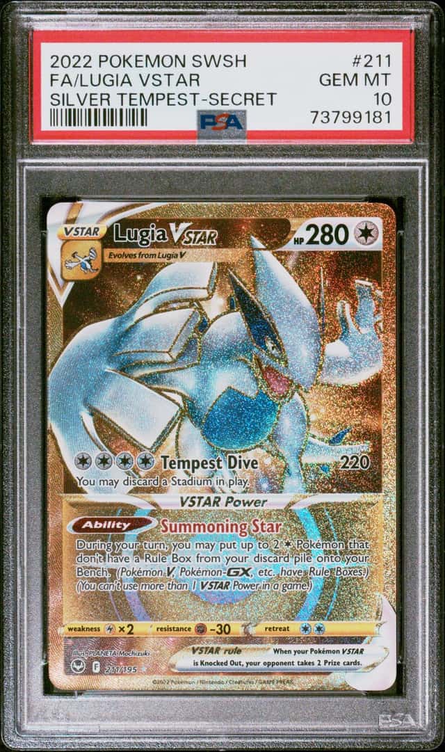 Pokemon Lugia VSTAR 211/195 Silver Tempest Secret Rare Full Art Holo PSA 10