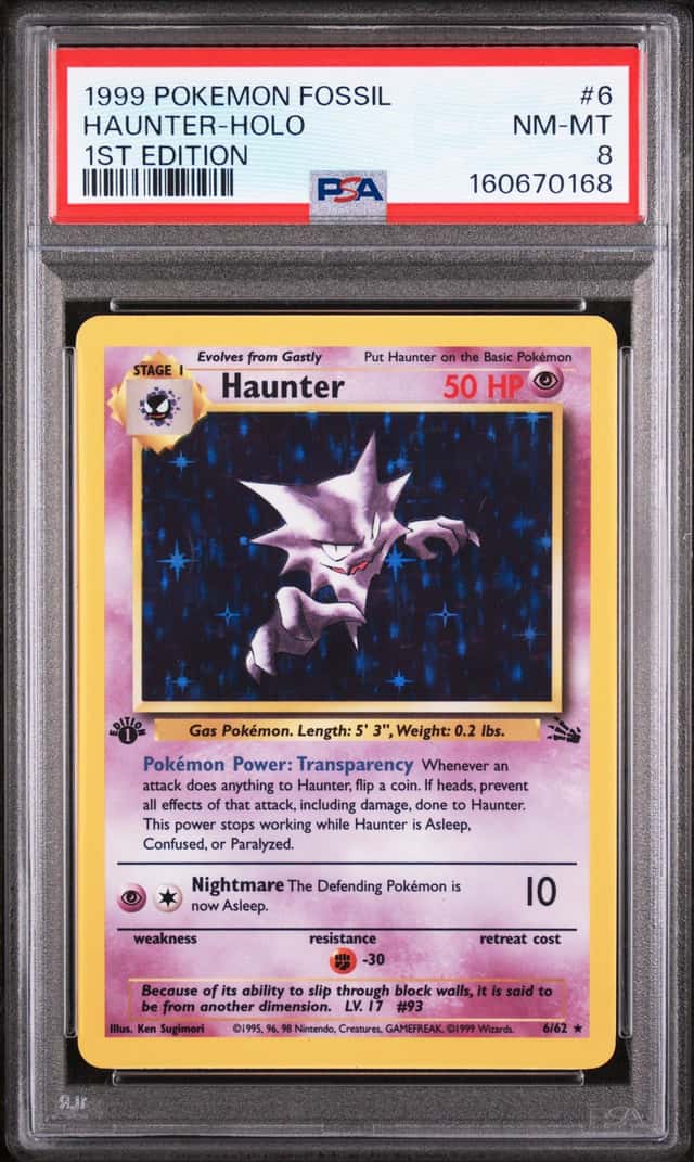 1999 POKEMON FOSSIL 1ST EDITION #6 HAUNTER-HOLO PSA 8