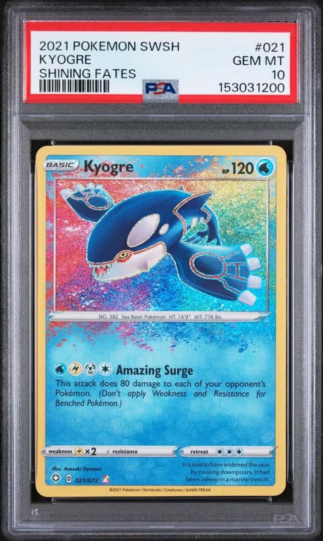 2021 POKEMON SWORD & SHIELD SHINING FATES #021 KYOGRE PSA 10
