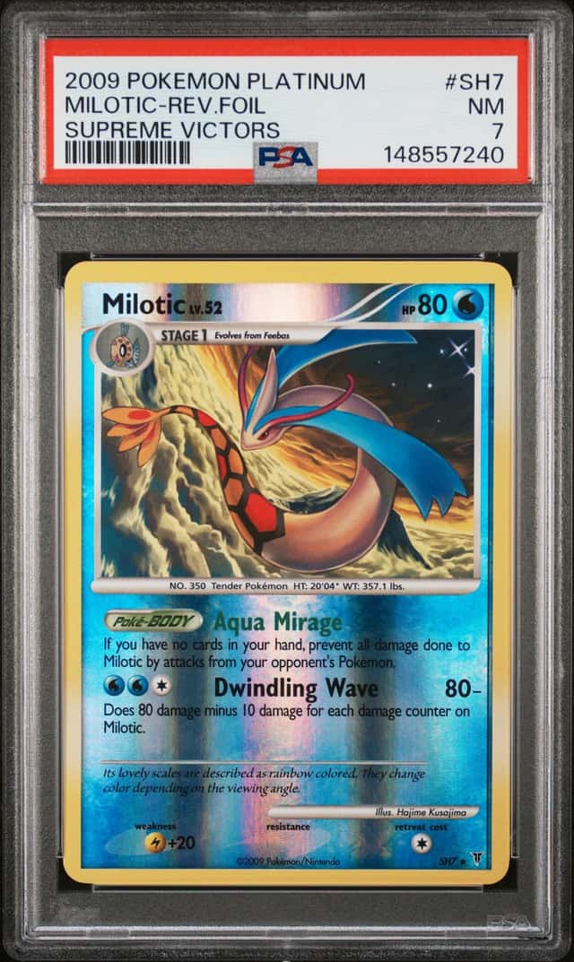 2009 POKEMON MILOTIC-REV.FOIL PLATINUM SUPREME VICTORS #SH7 PSA 7