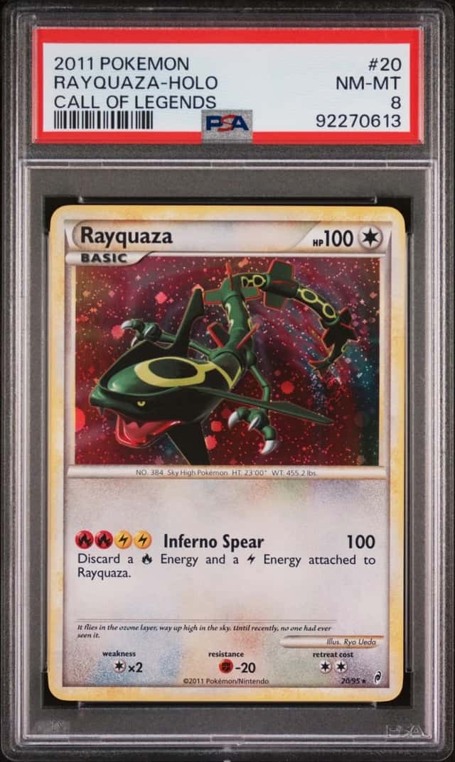 2011 POKEMON CALL OF LEGENDS #20 RAYQUAZA-HOLO PSA 8