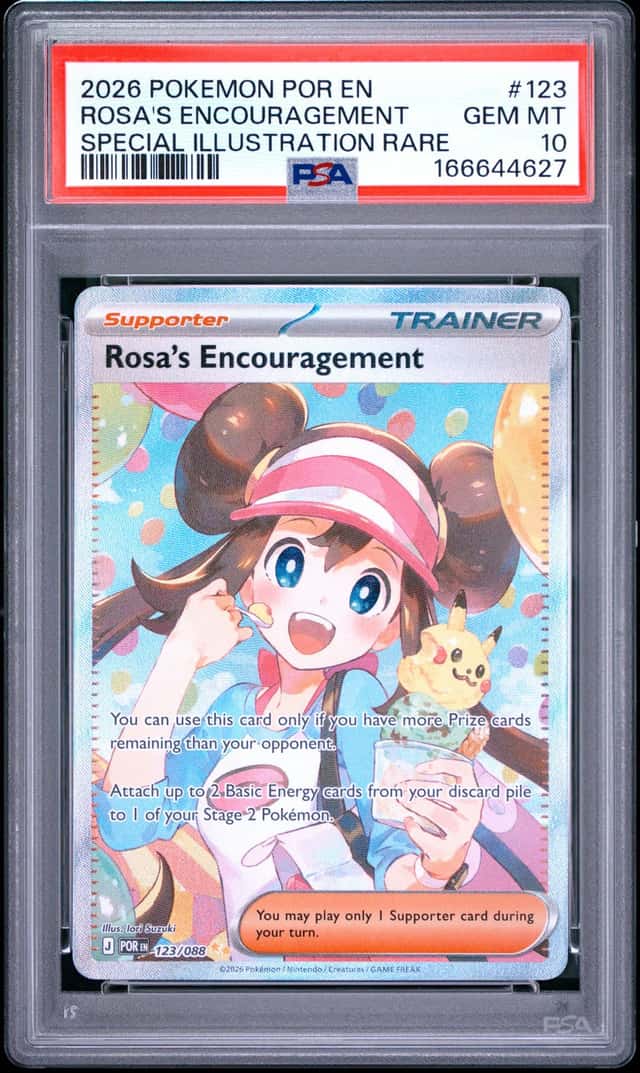 2026 POKEMON POR SPECIAL ILLUSTRATION RARE #123 ROSA'S ENCOURAGEMENT PSA 10