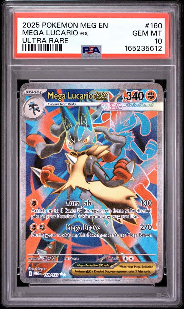 2025 POKEMON MEG EN-MEGA EVOLUTION ULTRA RARE #160 MEGA LUCARIO EX PSA 10
