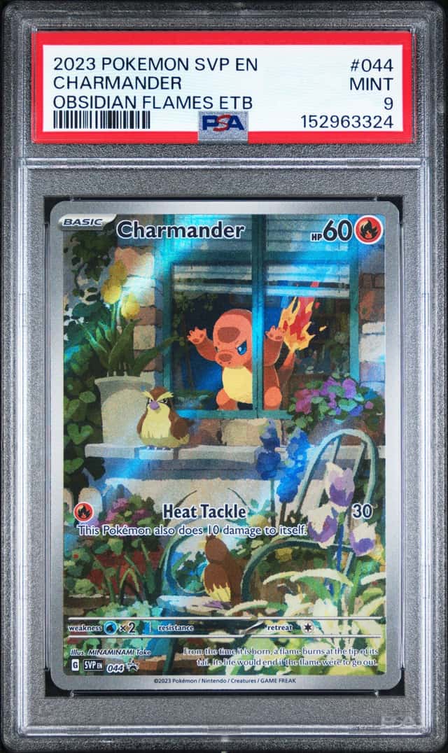 2023 POKEMON SVP OBSIDIAN FLAMES ELITE TRAINER BOX #044 CHARMANDER PSA 9