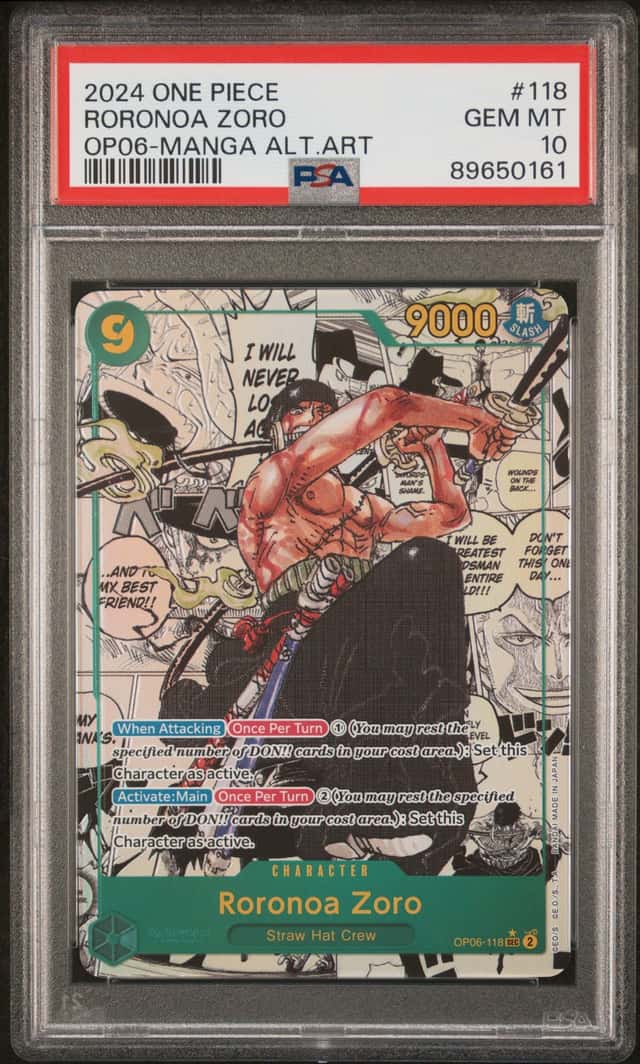 2024 One Piece OP06 EN Manga Alternate Art #118 Roronoa Zoro PSA 10 GEM MINT