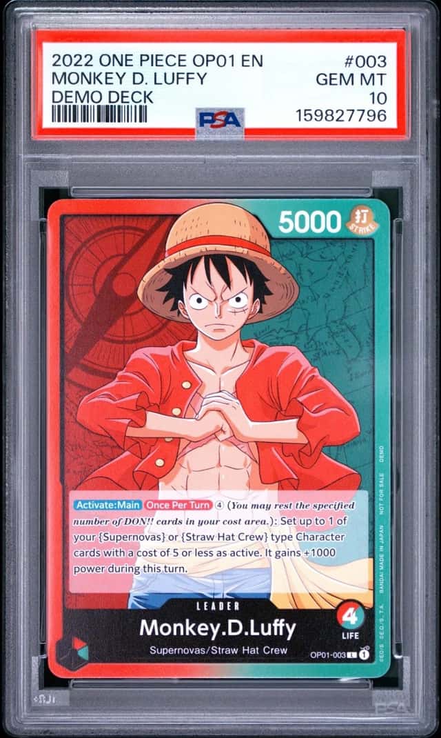 2022 ONE PIECE OP01-ROMANCE DAWN DEMO DECK #003 MONKEY D. LUFFY PSA 10