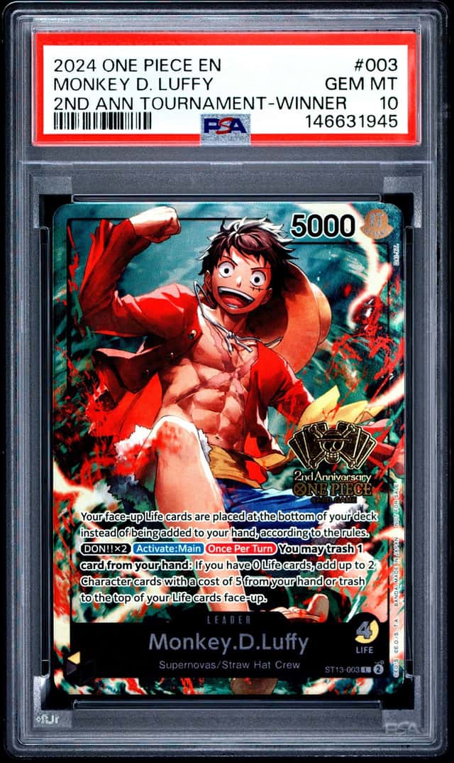2024 One Piece EN Monkey D. Luffy 2nd Anniversary Tournament Winner #003 PSA 10