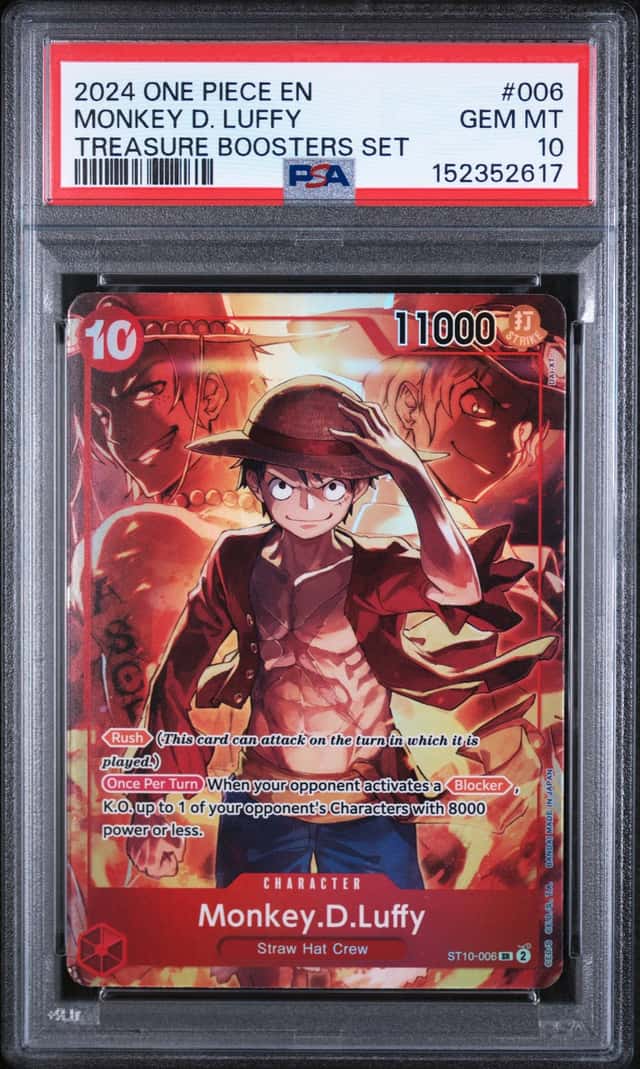 #1 2024 One Piece En Treasure Boosters Set #006 Monkey D. Luffy PSA 10 GEM MINT