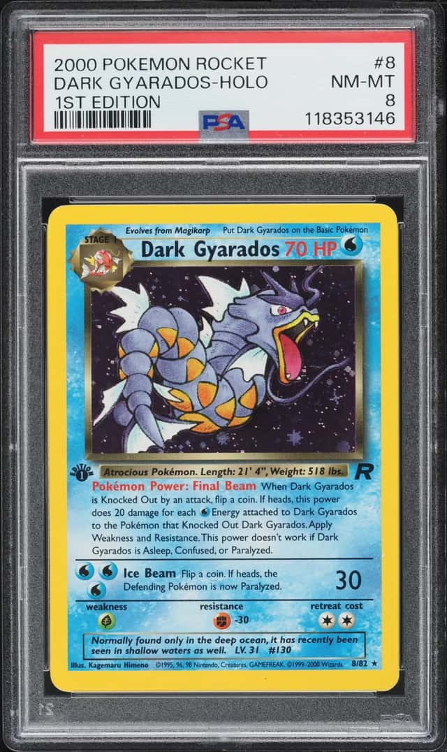 2000 Pokemon Team Rocket 1st Edition Holo Dark Gyarados #8 PSA 8 NM-MT