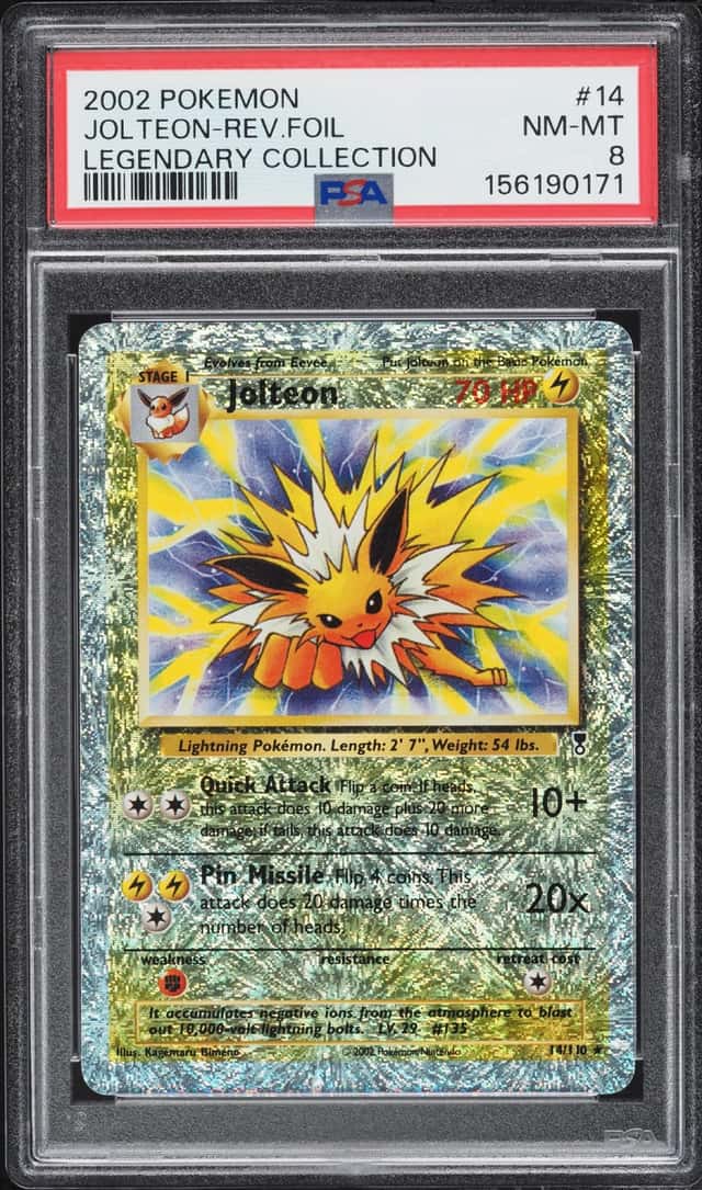 2002 Pokemon Legendary Collection Reverse Holo Jolteon #14 PSA 8 NM-MT
