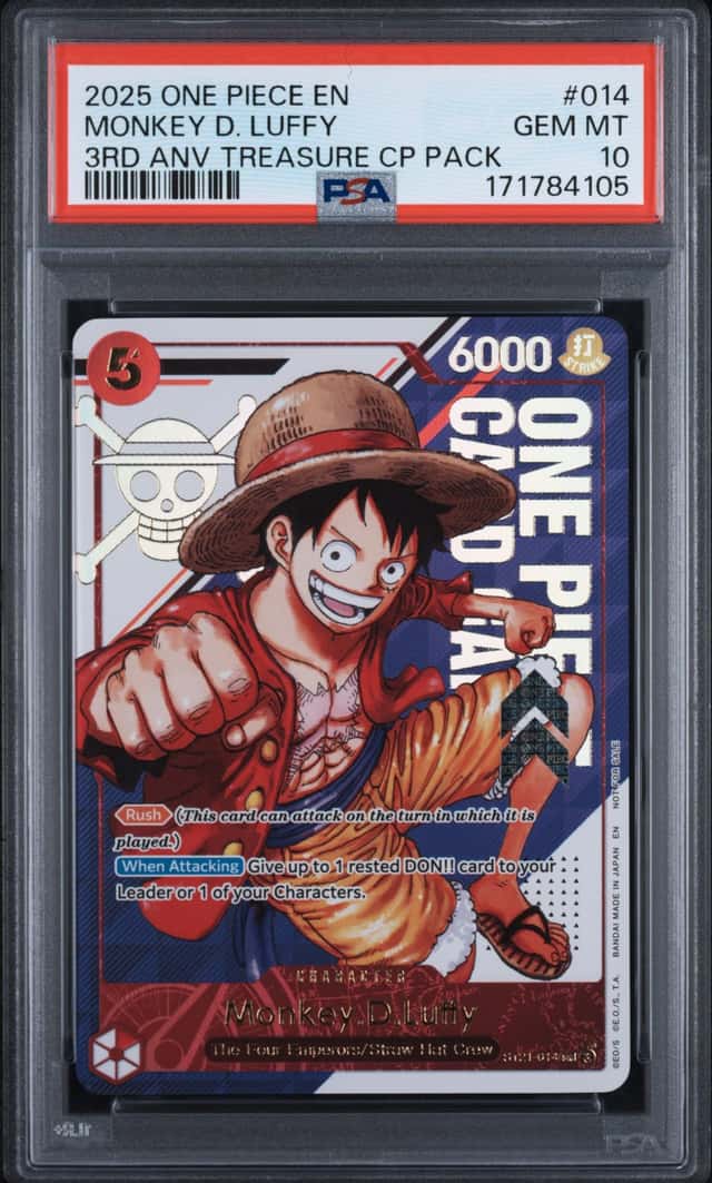 2025 One Piece En 3rd Anniversary Treasure CP Pack #014 Monkey D. Luffy PSA 10