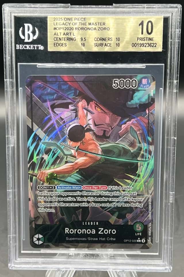 One Piece CCG Roronoa Zoro OP12-020 Alt Art Leader - English - BGS 10 Pristine