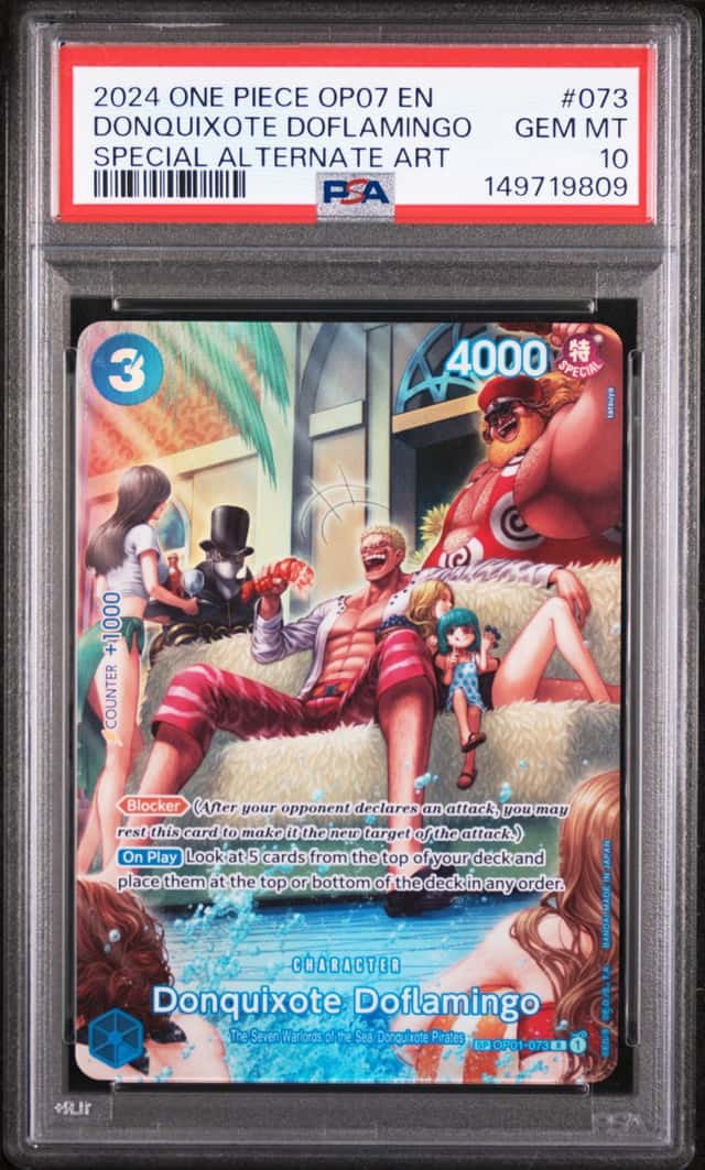 One Piece Donquixote Doflamingo Special Alternate Art OP01-073 PSA 10 Gem Mint