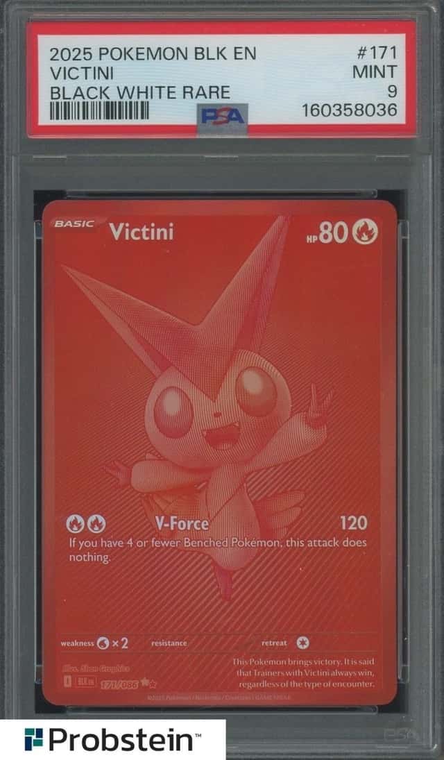 2025 Pokemon BLK EN Black Bolt Black and White Rare #171 Victini PSA 9 MINT