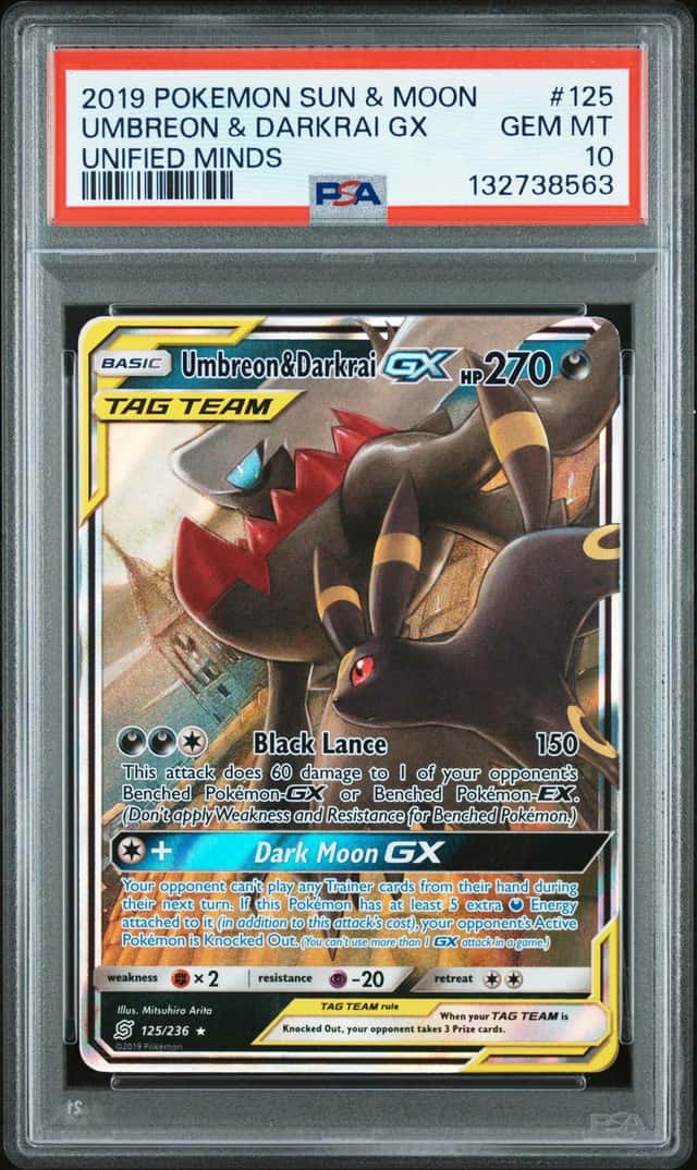 Umbreon & Darkrai Tag Team PSA 10 2019 Pokemon Sun Moon #125/236 Holo 8563