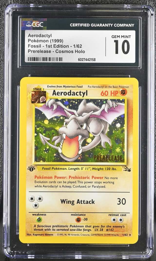 1999 Pokemon Fossil 1st Edition Aerodactyl #1/62 CGC 10 GEM MINT