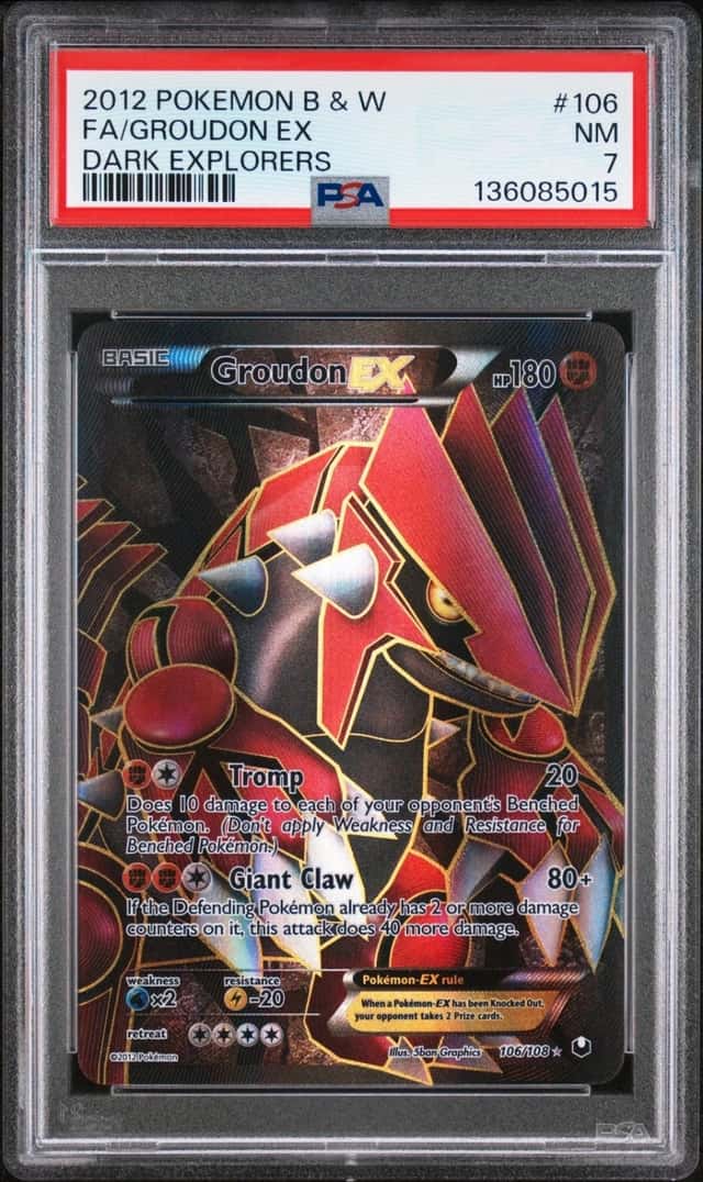 2012 POKEMON BLACK & WHITE DARK EXPLORERS #106 FULL ART/GROUDON EX PSA 7