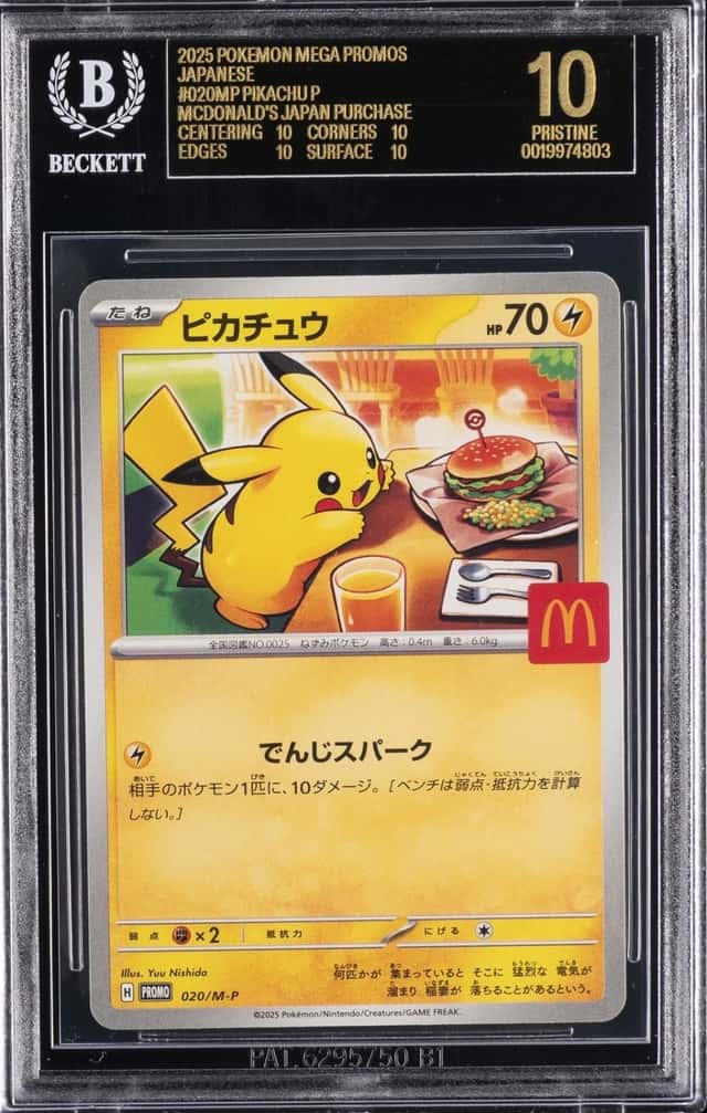 2025 POKEMON JPN MCDONALD'S MEGA PROMOS #020 PIKACHU BGS 10 BLACK LABEL