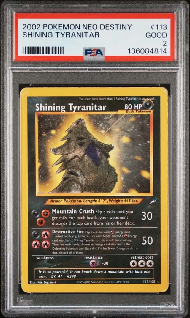 2002 POKEMON NEO DESTINY #113 SHINING TYRANITAR PSA 2