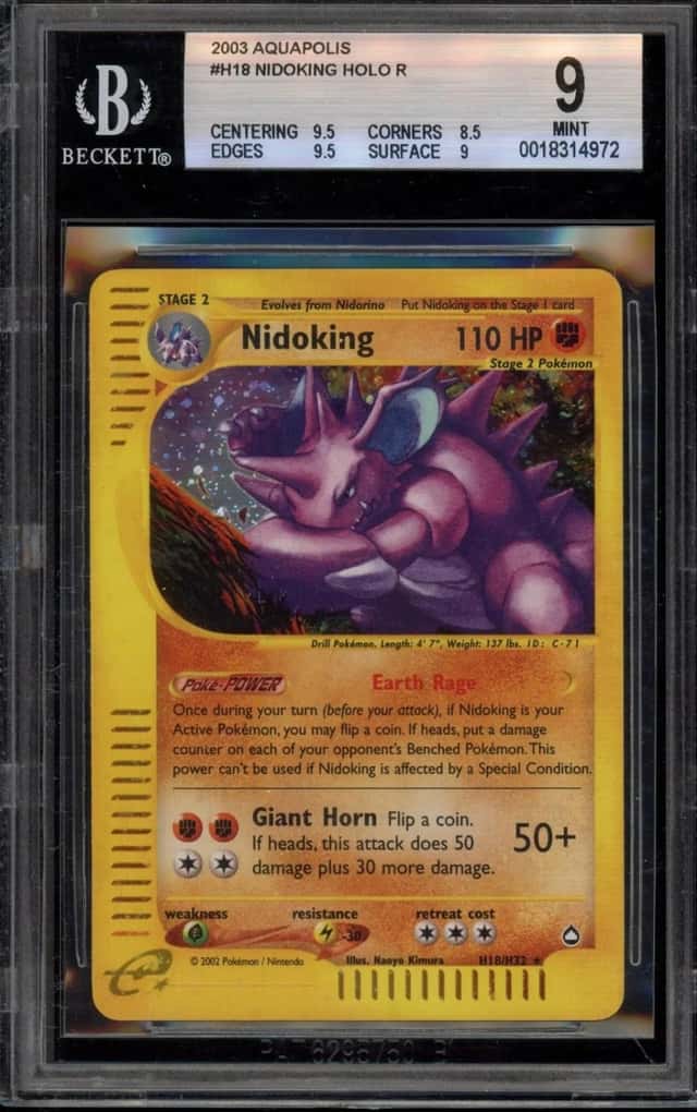 Pokemon Nidoking Holo Aquapolis H18 BGS 9 Mint