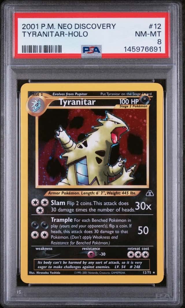 Pokemon Tyranitar Holo Neo Discovery Unlimited 12/75 PSA 8