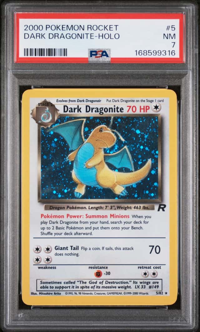 2000 POKEMON ROCKET #5 DARK DRAGONITE-HOLO PSA 7