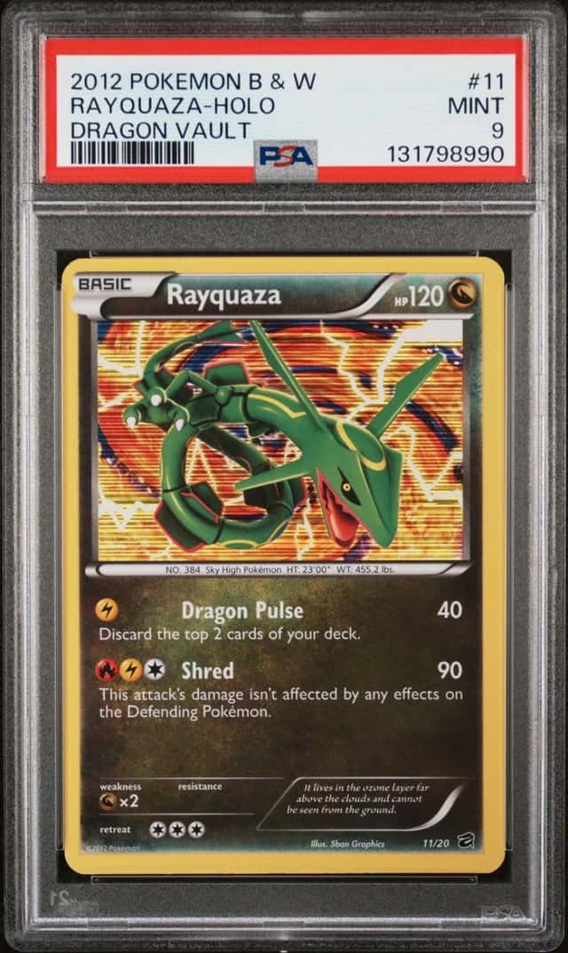 2012 POKEMON BLACK & WHITE DRAGON VAULT #11 RAYQUAZA-HOLO PSA 9