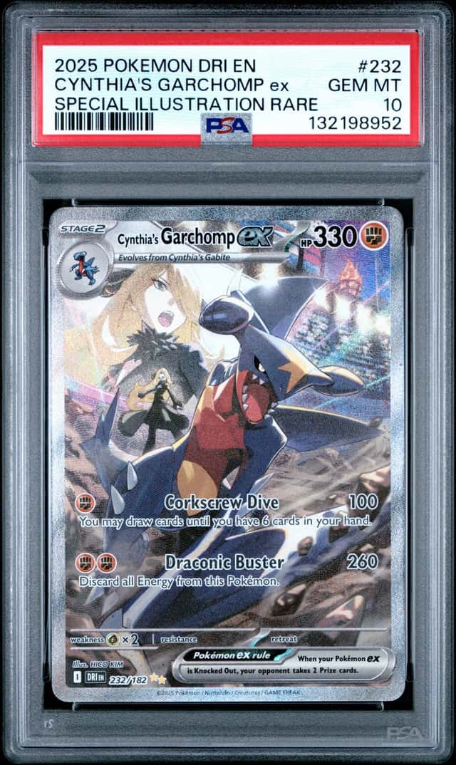 2025 Pokemon DRI EN Cynthia’s Garchomp ex Special Illustration Rare #232 PSA 10