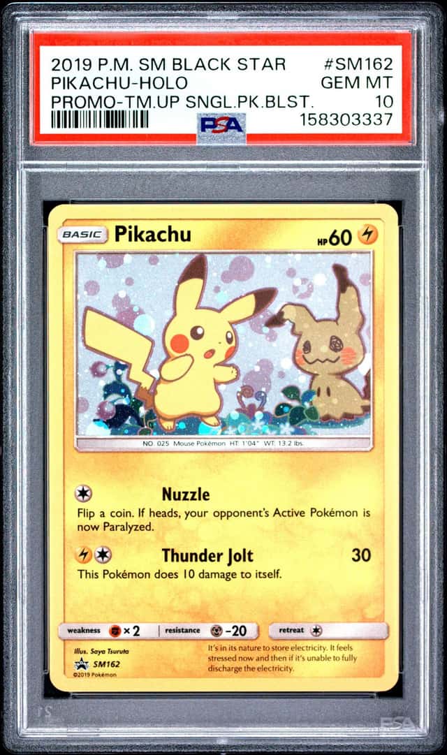 Pokemon Pikachu Holo Sm Promo SM162 Team Up Single Pk. Blisters PSA 10 Gem Mint