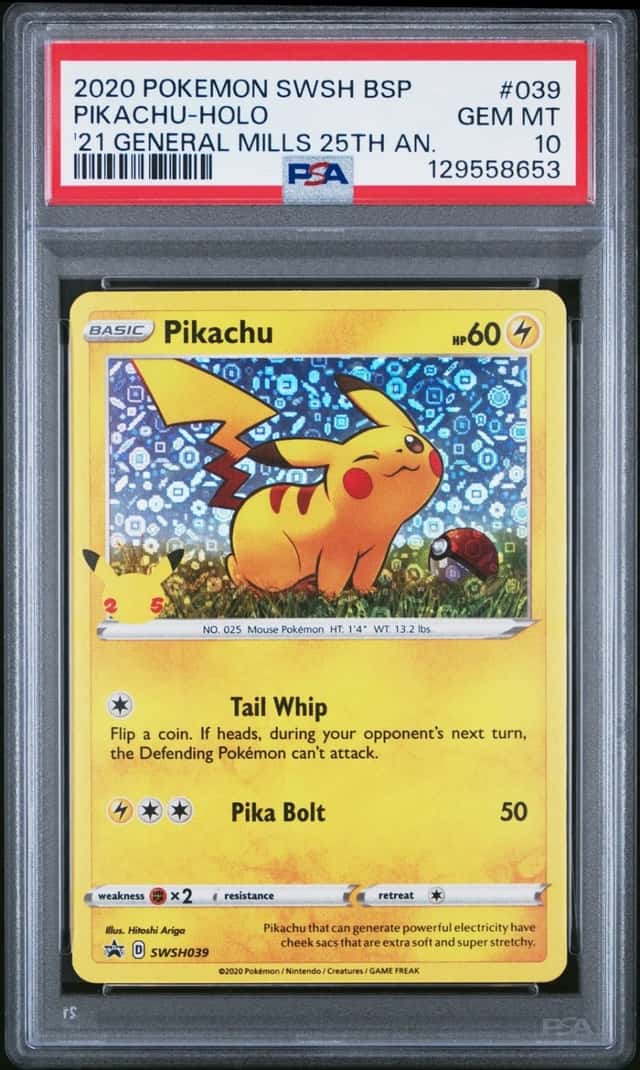 Pokemon Pikachu Holo Swsh Promo 039 2021 General Mills 25th Anniversary PSA 10