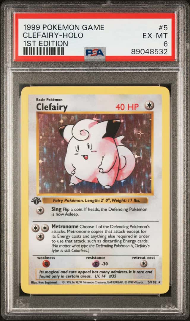 Pokemon Clefairy Holo 5/102 Base Set Shadowless 1st Edition PSA 6