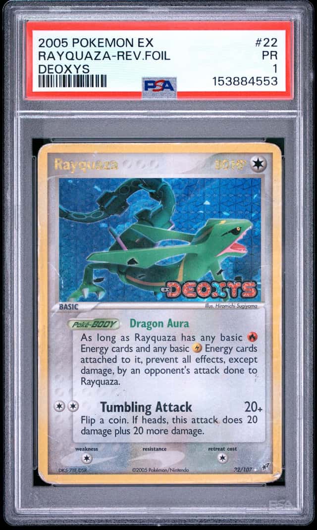 Pokemon Rayquaza Reverse Holo EX Deoxys 22/107 PSA 1