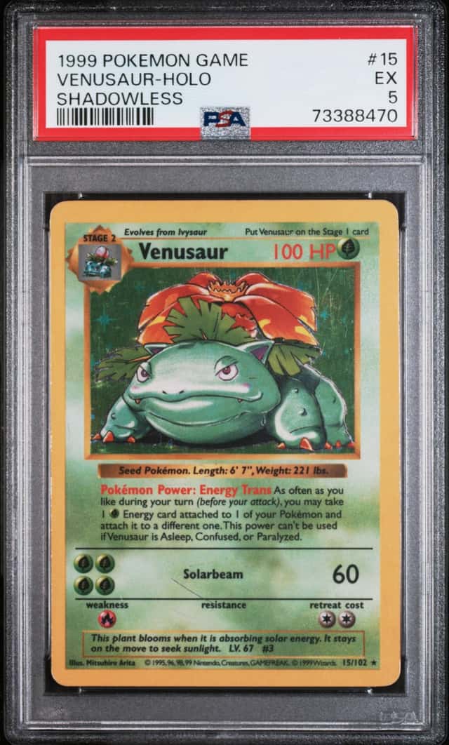 Pokémon Venusaur Holo Rare Shadowless 1999 Base Set PSA5 English Clean